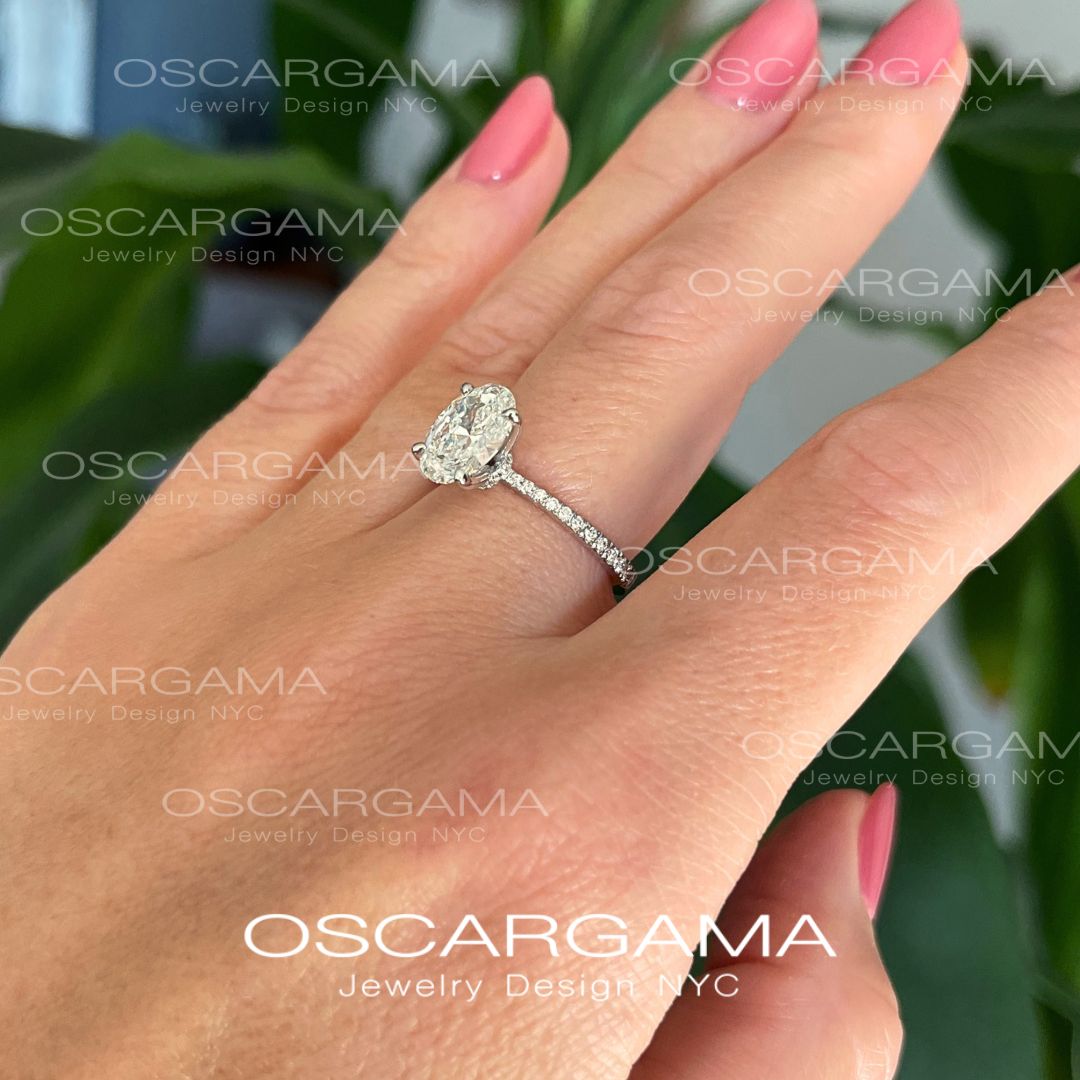 Classic Solitaire Oval engagement ring 2ct to 3ct lab Grown Diamond