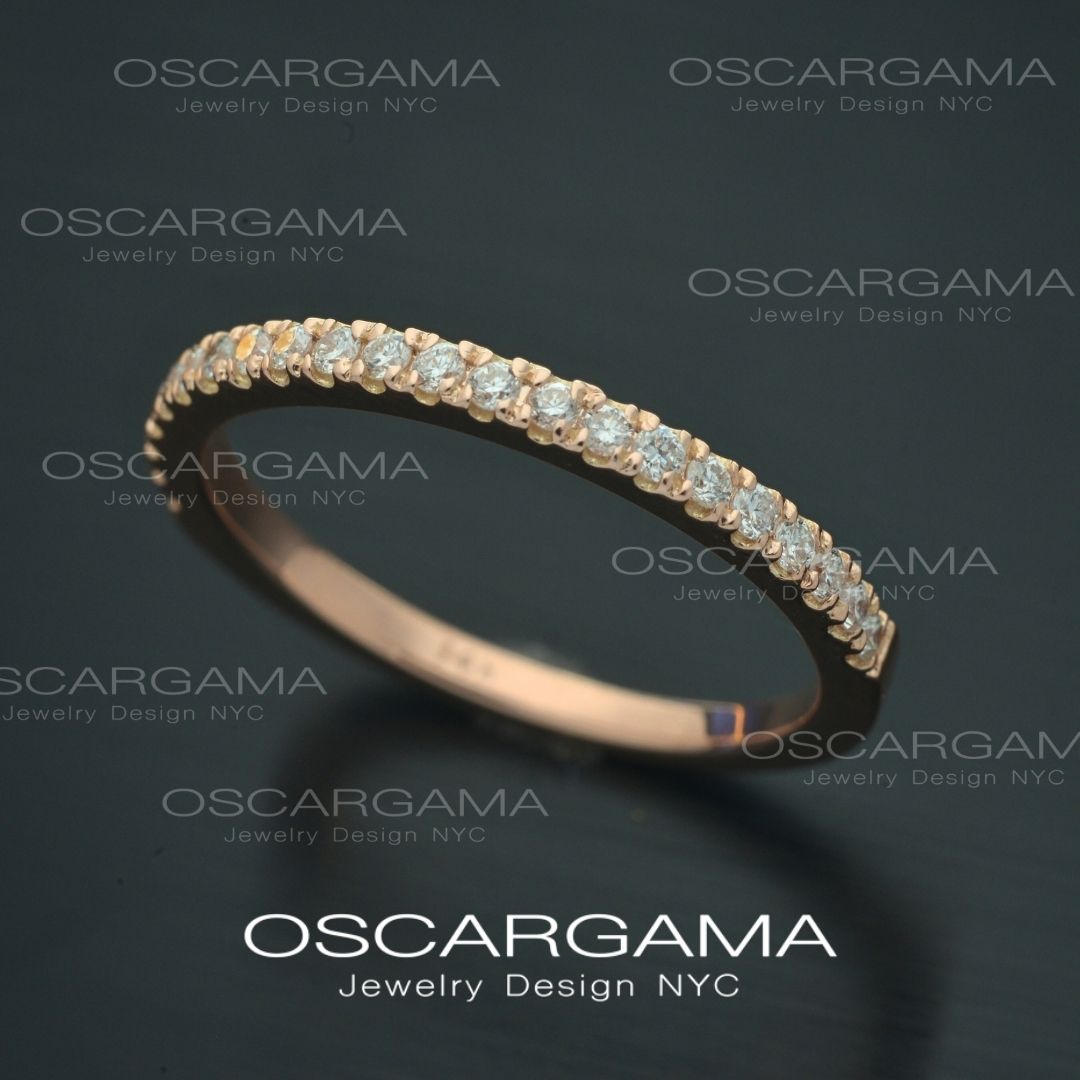 Pave Diamond Wedding Ring band in 14k Gold