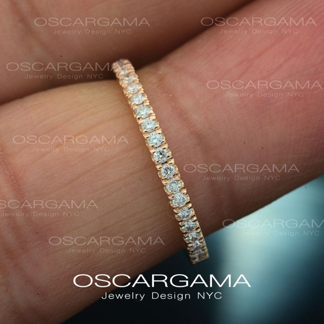 Pave Diamond Wedding Ring band in 14k Gold