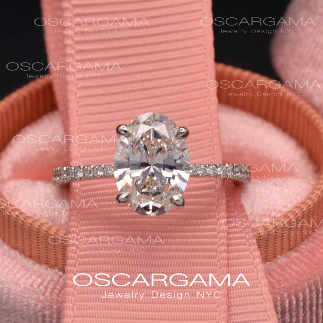 Classic Solitaire Oval engagement ring 2ct to 3ct lab Grown Diamond