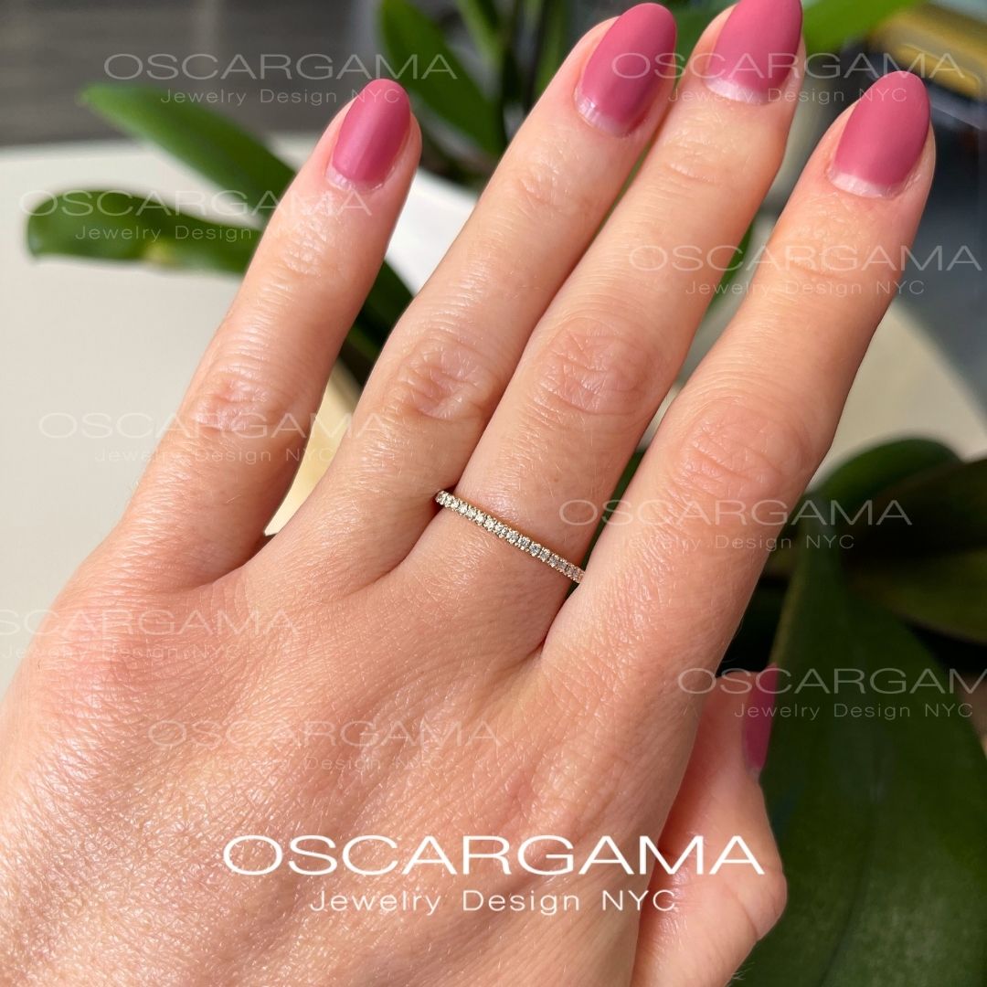 Pave Diamond Wedding Ring band in 14k Gold