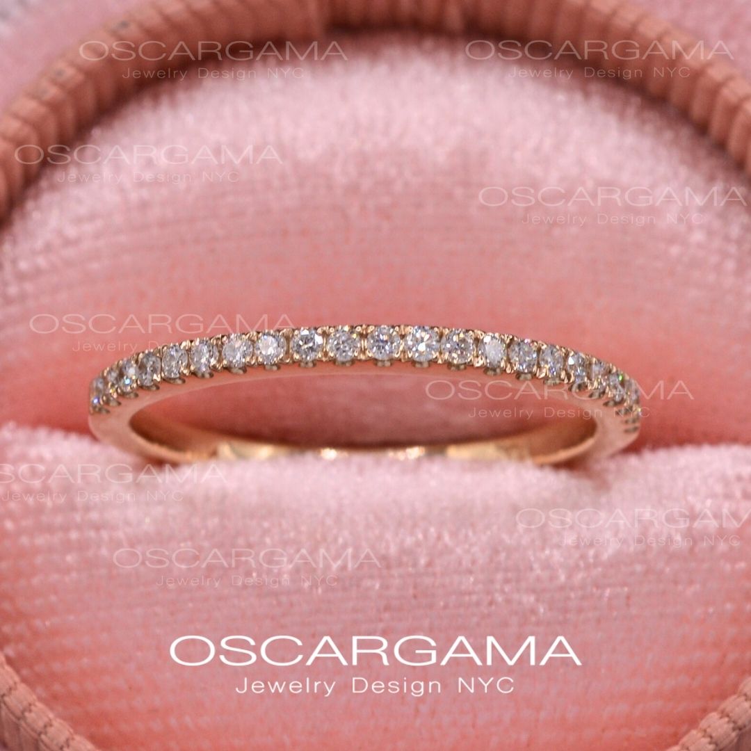 Pave Diamond Wedding Ring band in 14k Gold