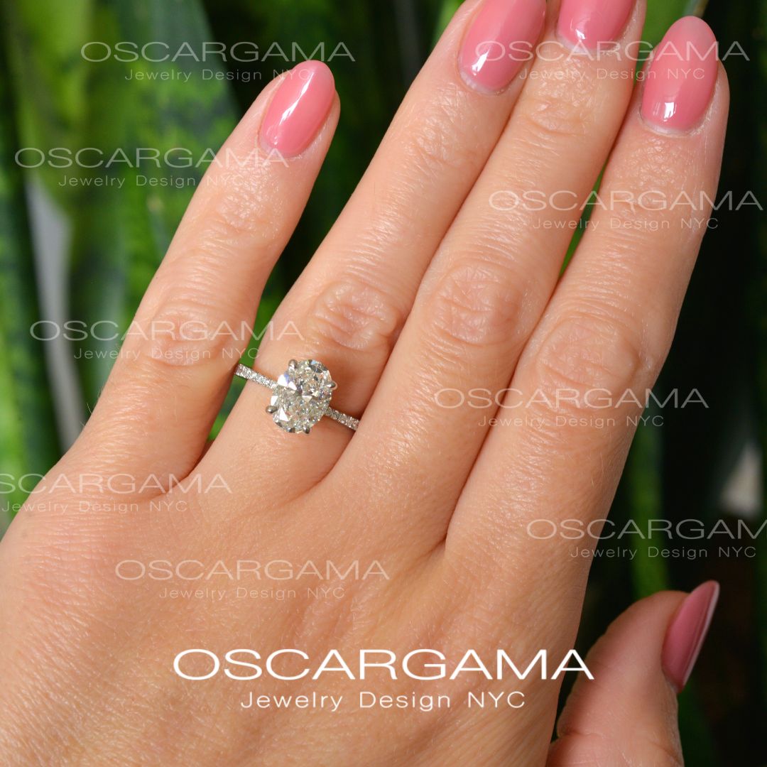 Classic Solitaire Oval engagement ring 2ct to 3ct lab Grown Diamond
