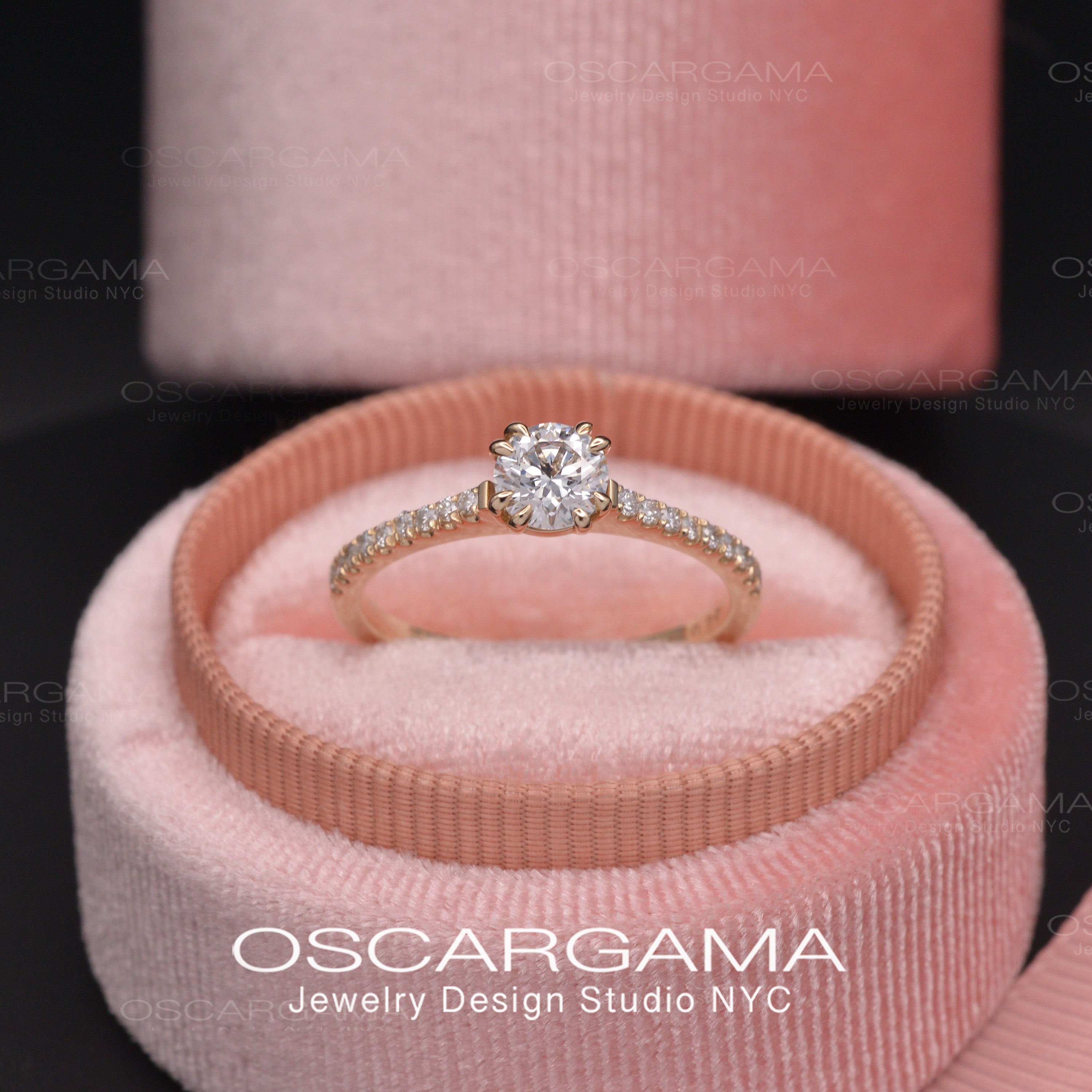 Classic-Lite 0.5ct Solitaire Pave Diamond Engagement Ring