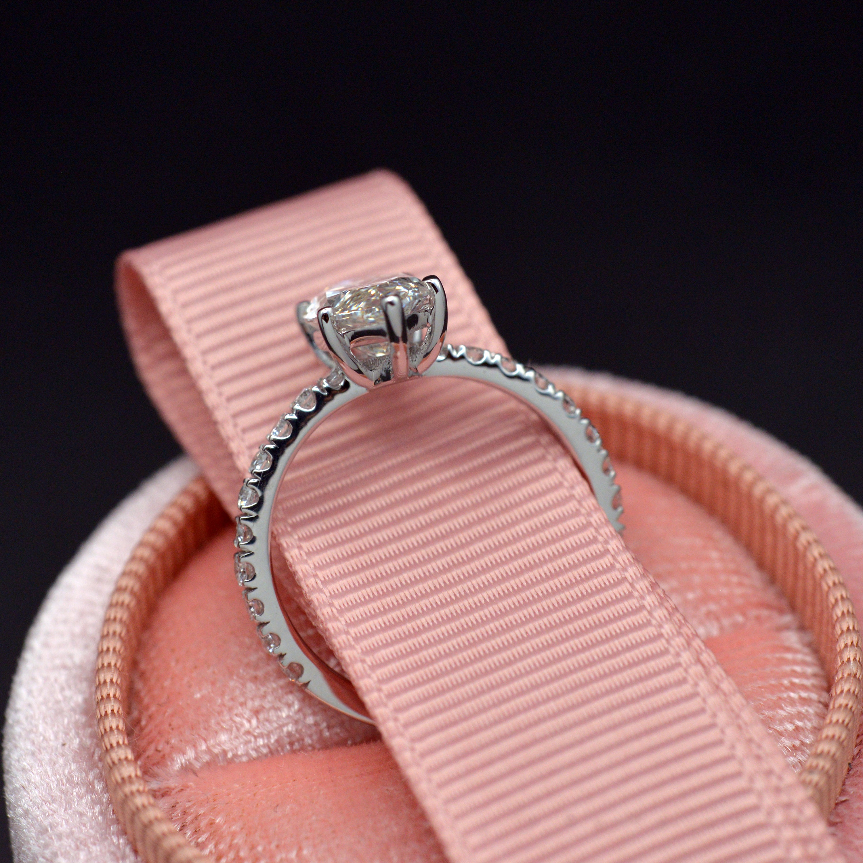 Marquise Pave Diamond engagement ring in white gold