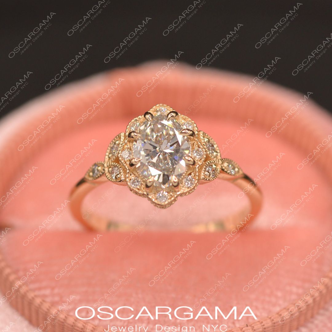 Daisy vintage inspired engagement ring