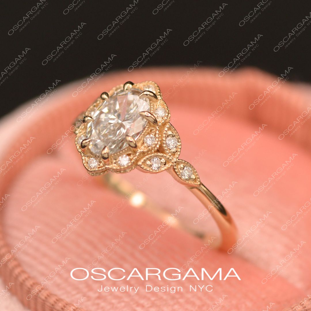 Daisy vintage inspired engagement ring