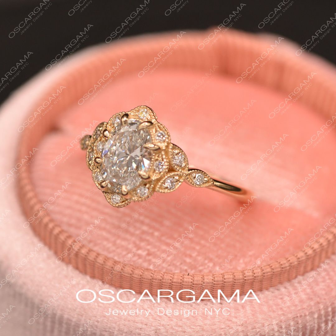 Daisy vintage inspired engagement ring