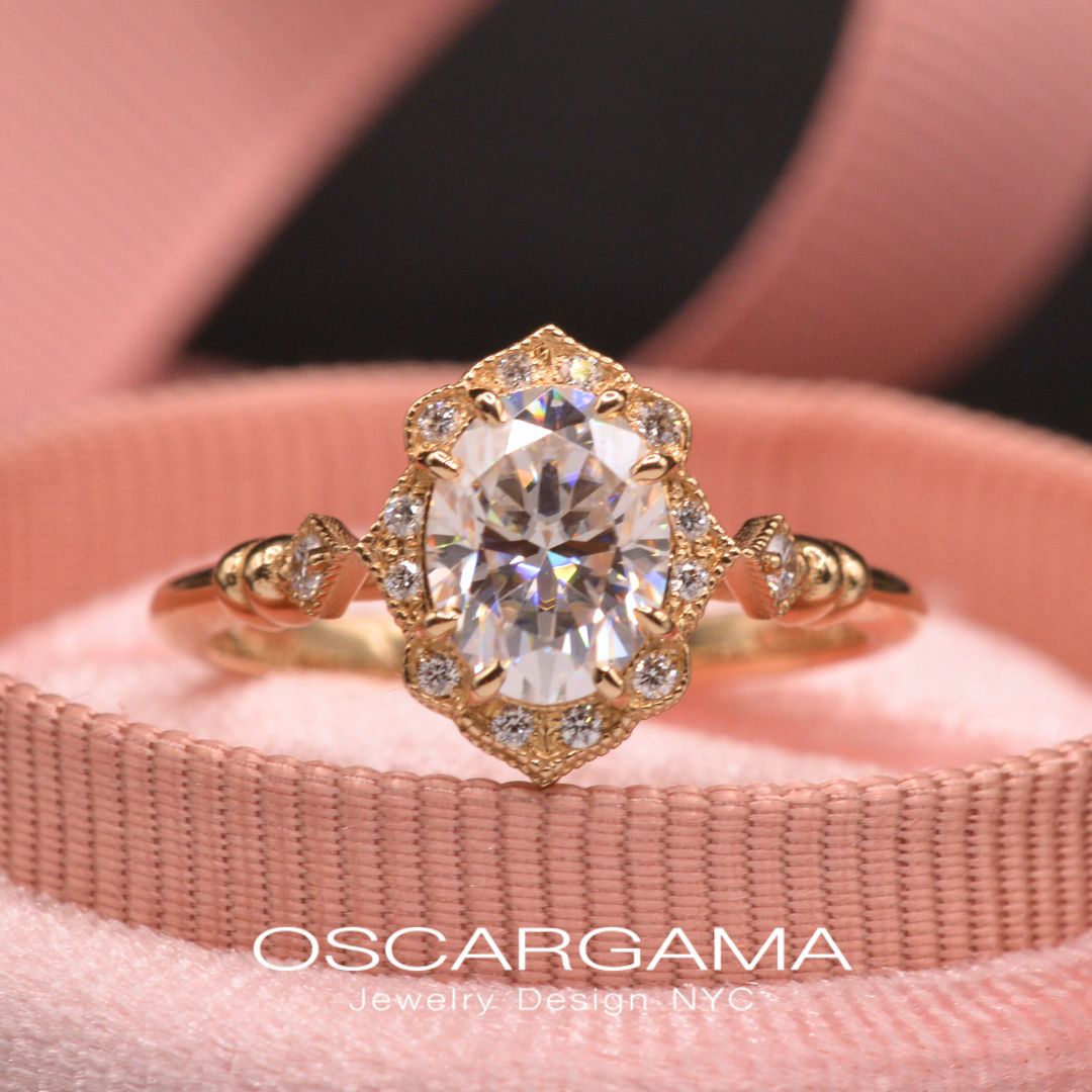 Haydee Oval Classic Engagement Ring Vintage Look