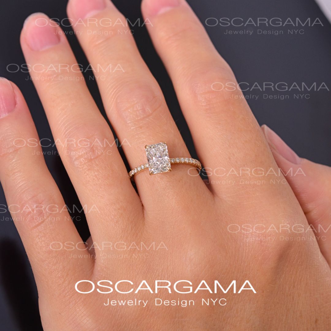 Classic Radiant Diamond Engagement Ring Yellow Gold