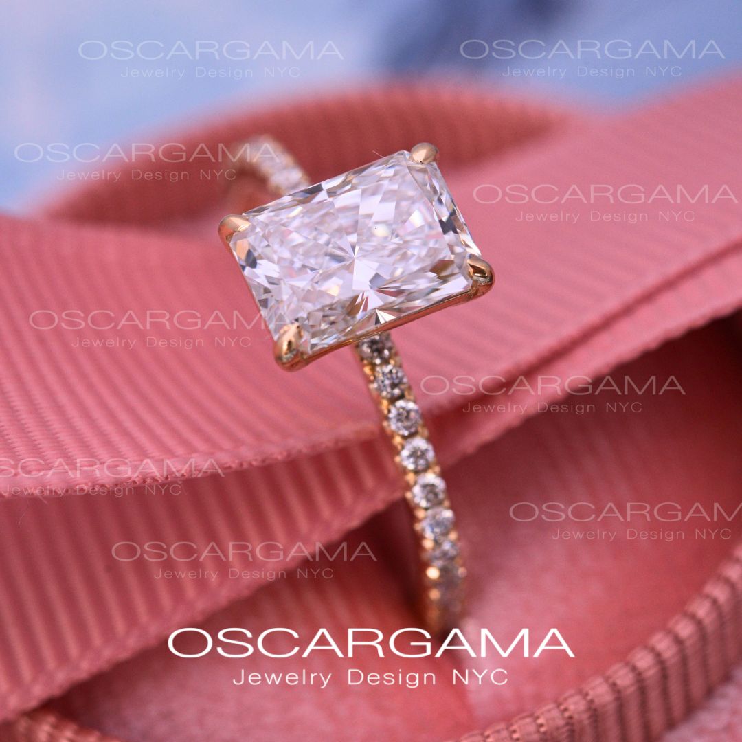 Classic Radiant Diamond Engagement Ring Yellow Gold