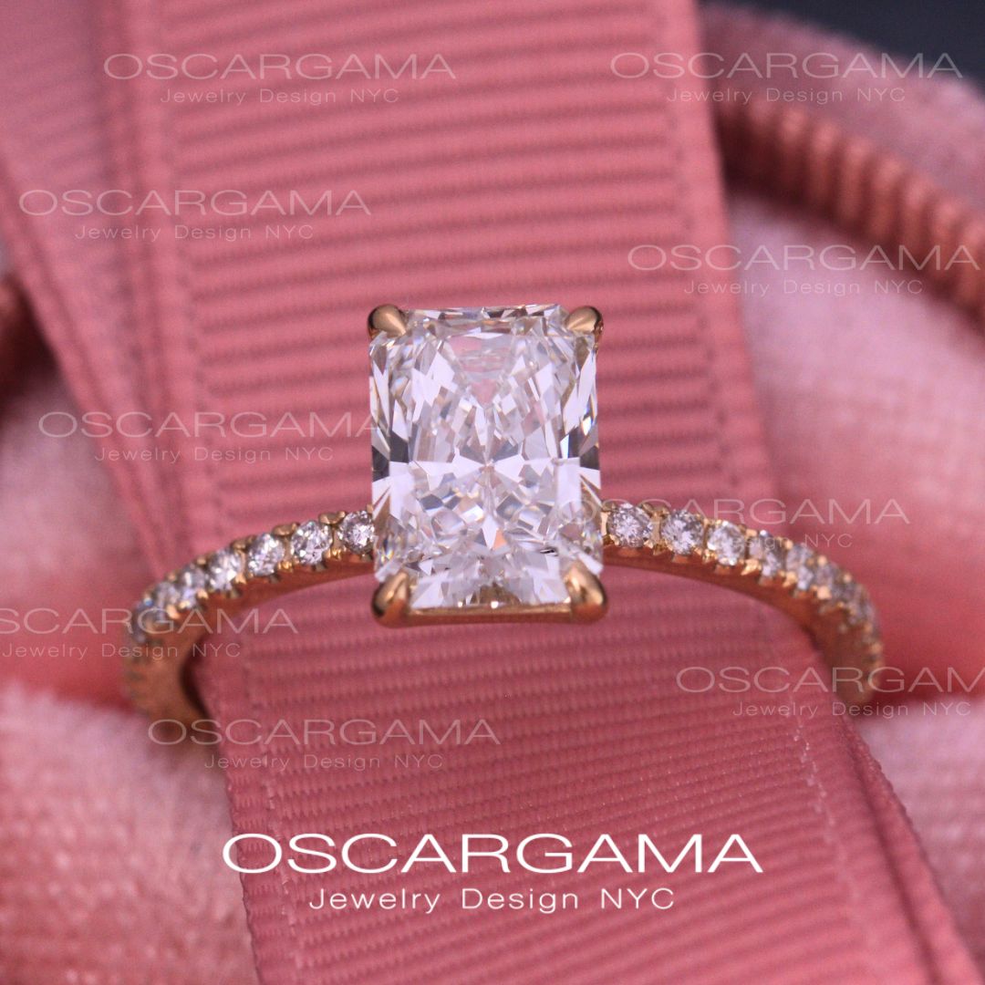 Classic Radiant Diamond Engagement Ring Yellow Gold