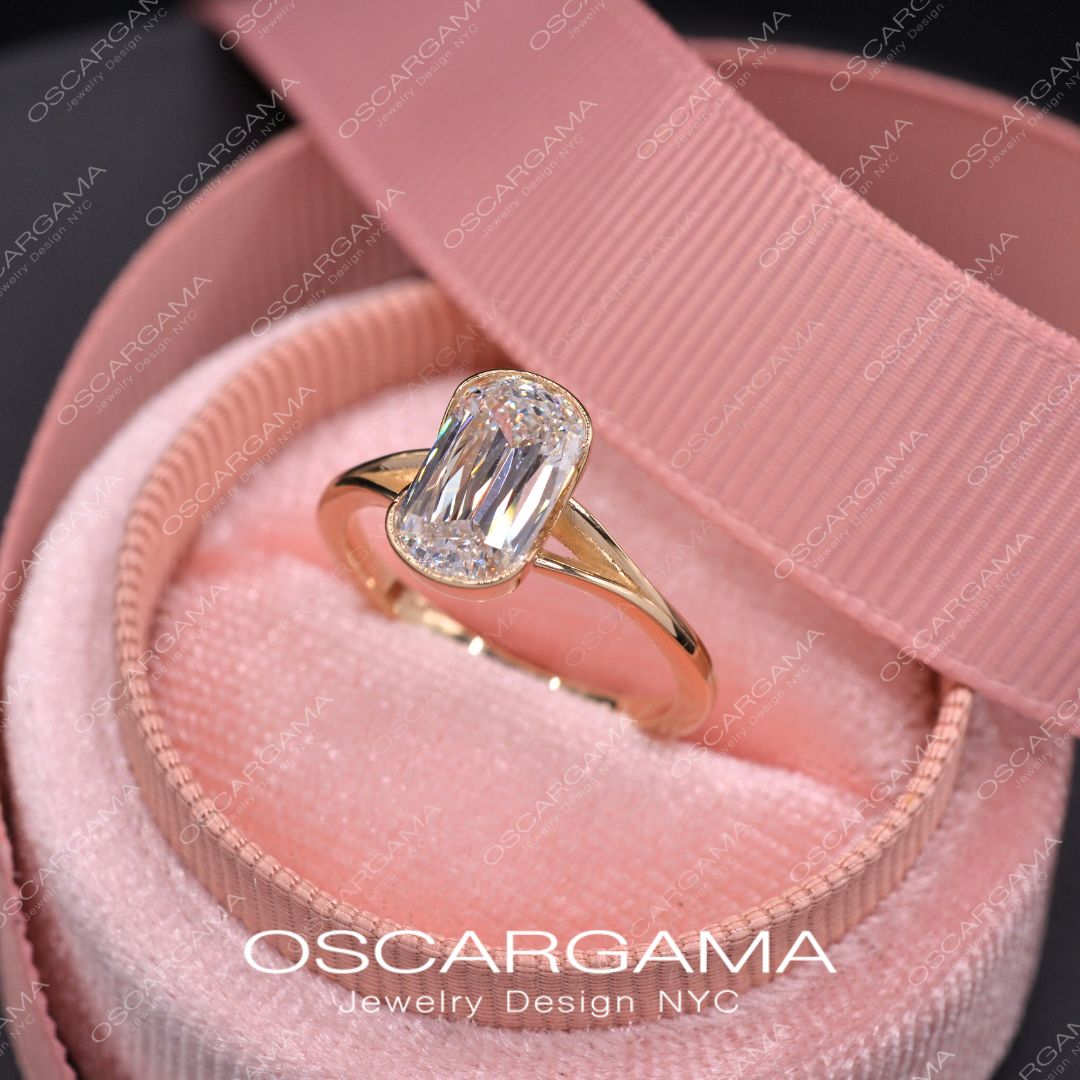 Ashley Elongated Cushion Criss Cut Engagement Ring