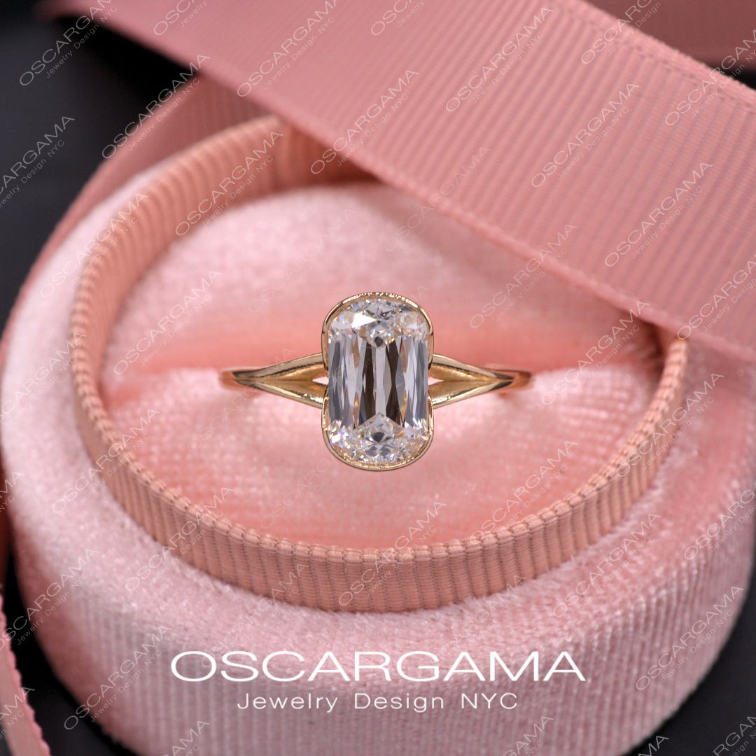 Ashley Elongated Cushion Criss Cut Engagement Ring