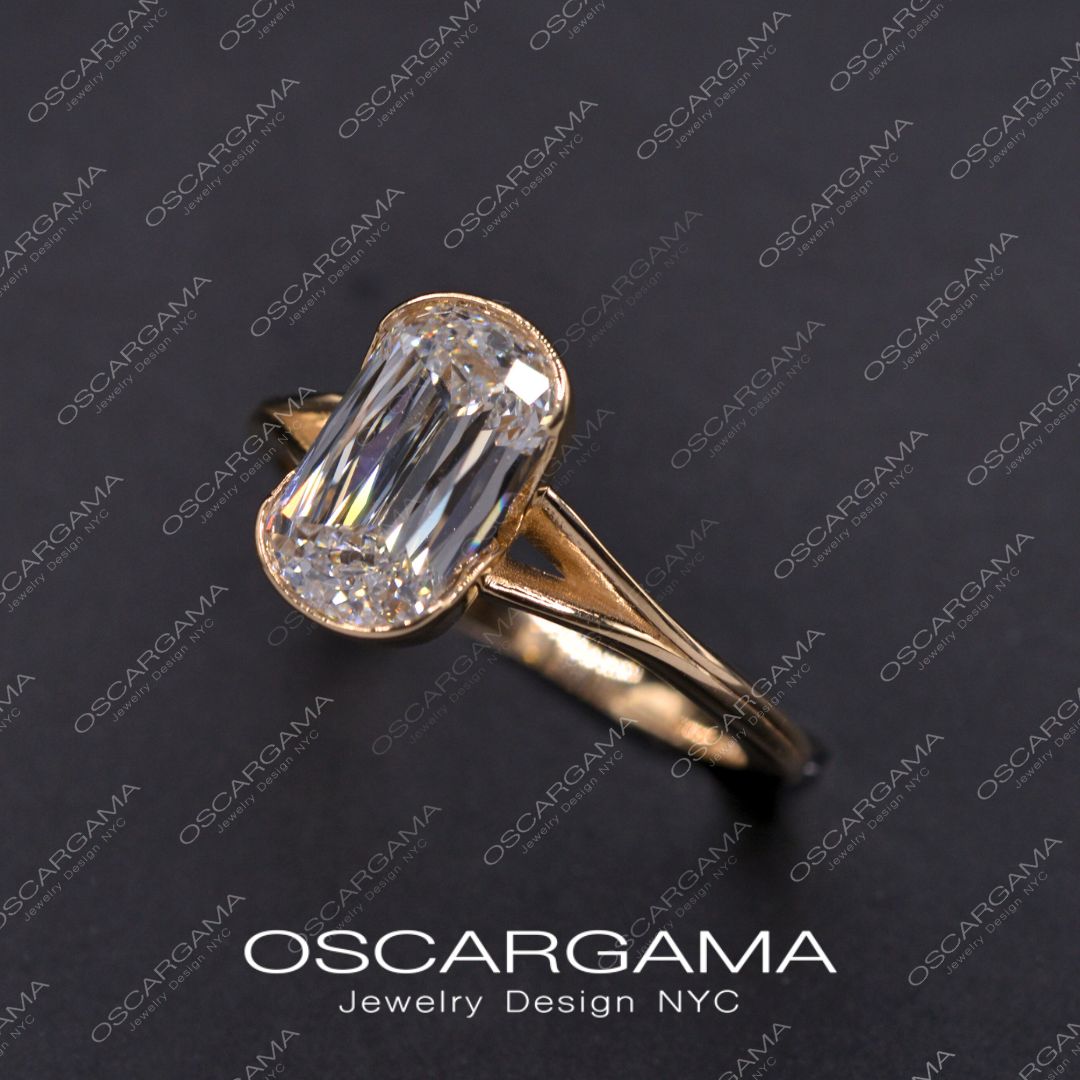 Ashley Elongated Cushion Criss Cut Engagement Ring