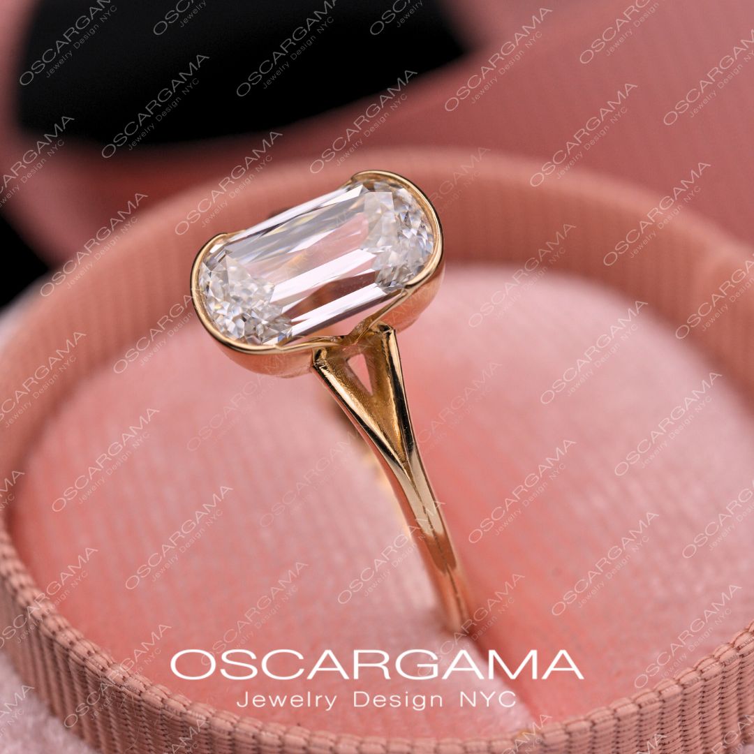 Ashley Elongated Cushion Criss Cut Engagement Ring