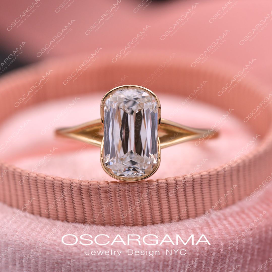 Ashley Elongated Cushion Criss Cut Engagement Ring