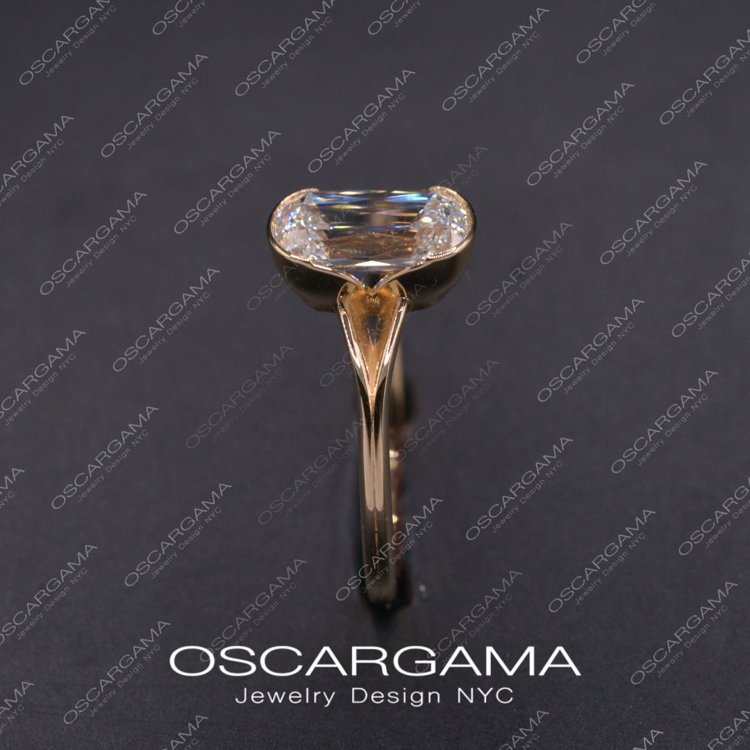 Ashley Elongated Cushion Criss Cut Engagement Ring