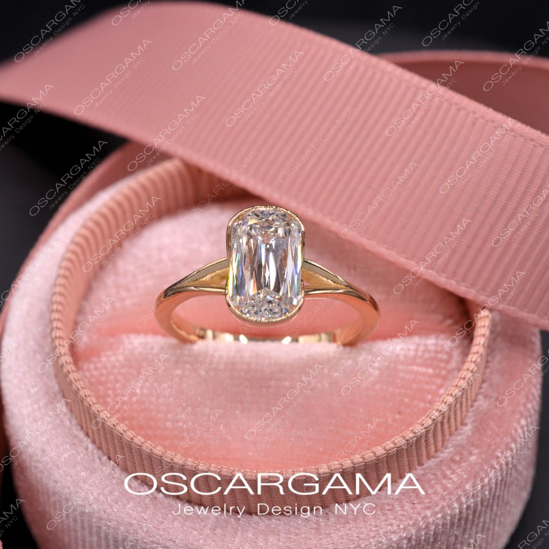 Ashley Elongated Cushion Criss Cut Engagement Ring