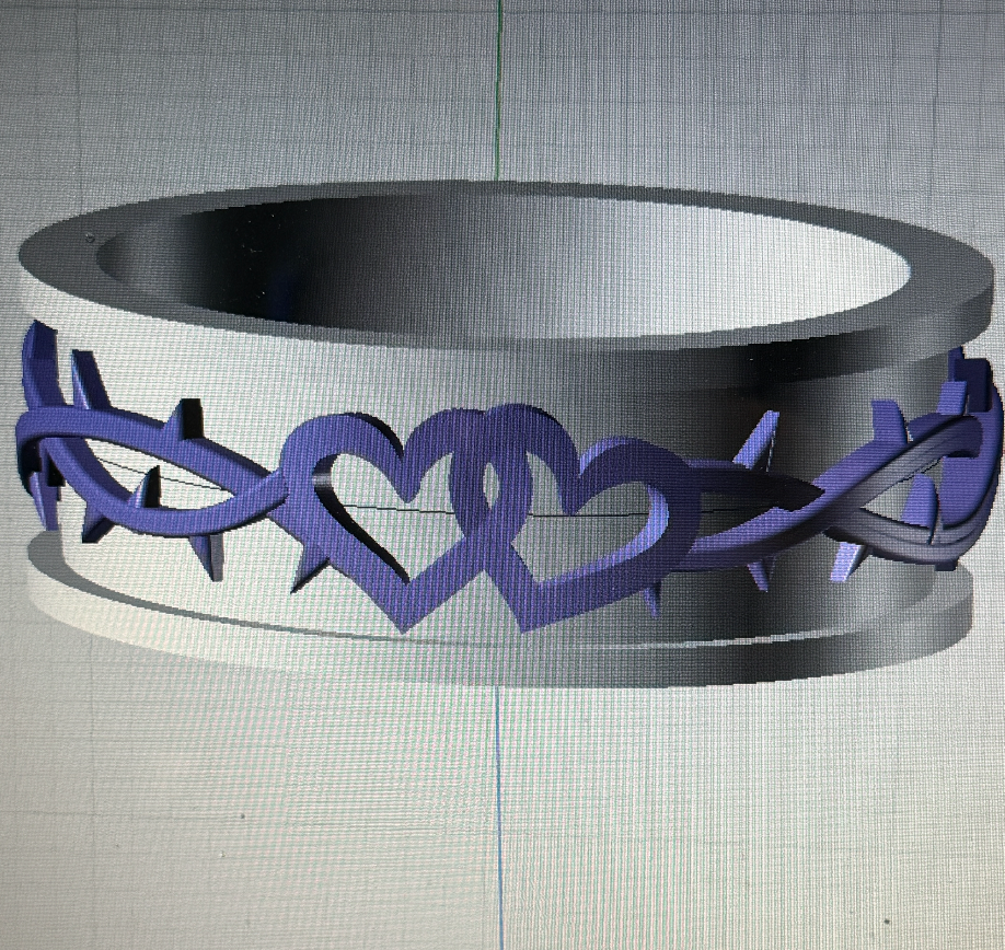 Dianna Custom two heart Men Wedding Band Crown of Thorns in two tone
