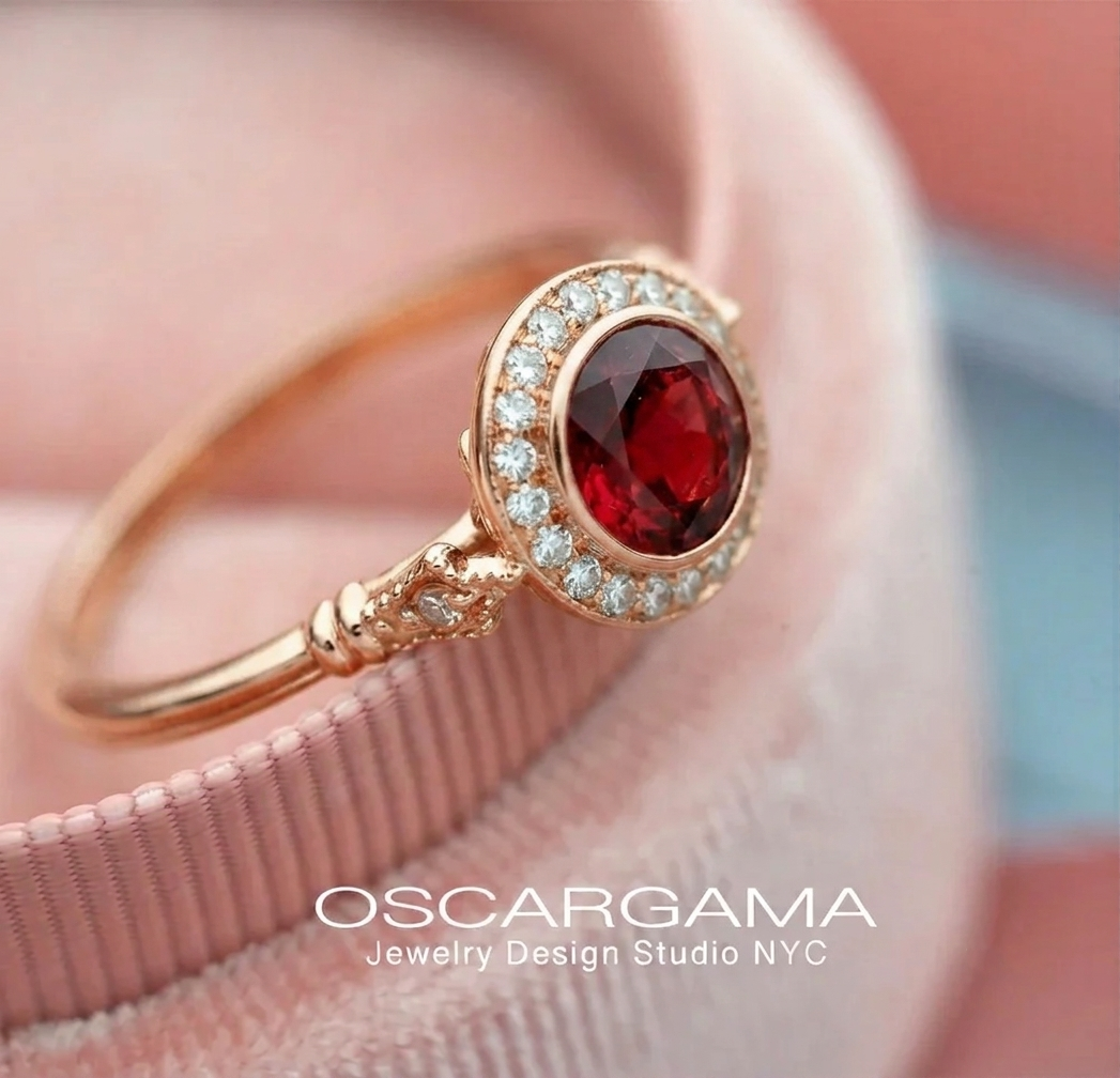 Jessica Round Bezel Blue Sapphire Halo Engagement Ring antique Look