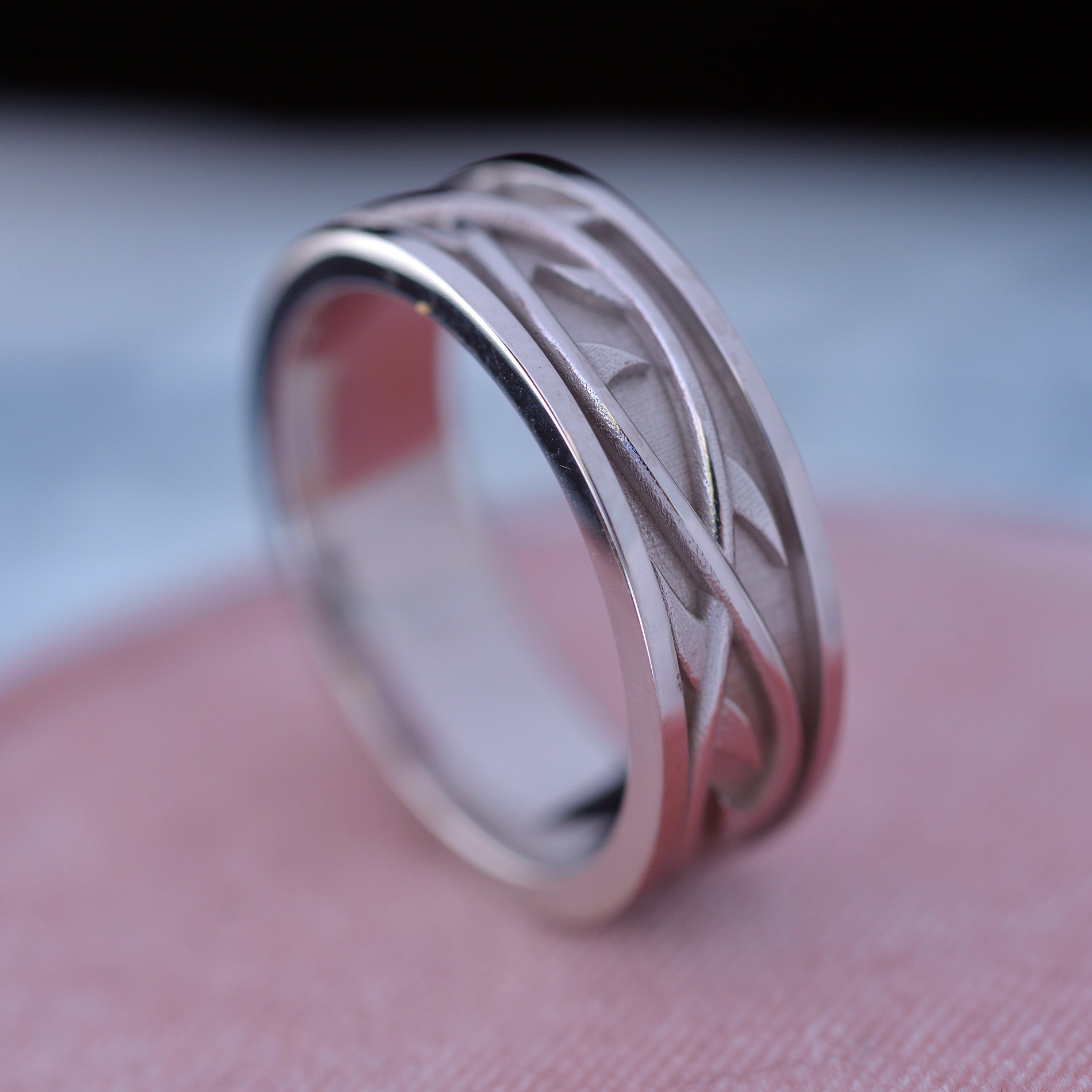 men wedding band crown of thorns white gold