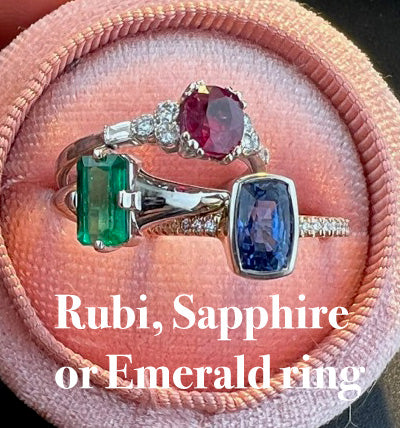 ruby, sapphire emerald engagement ring