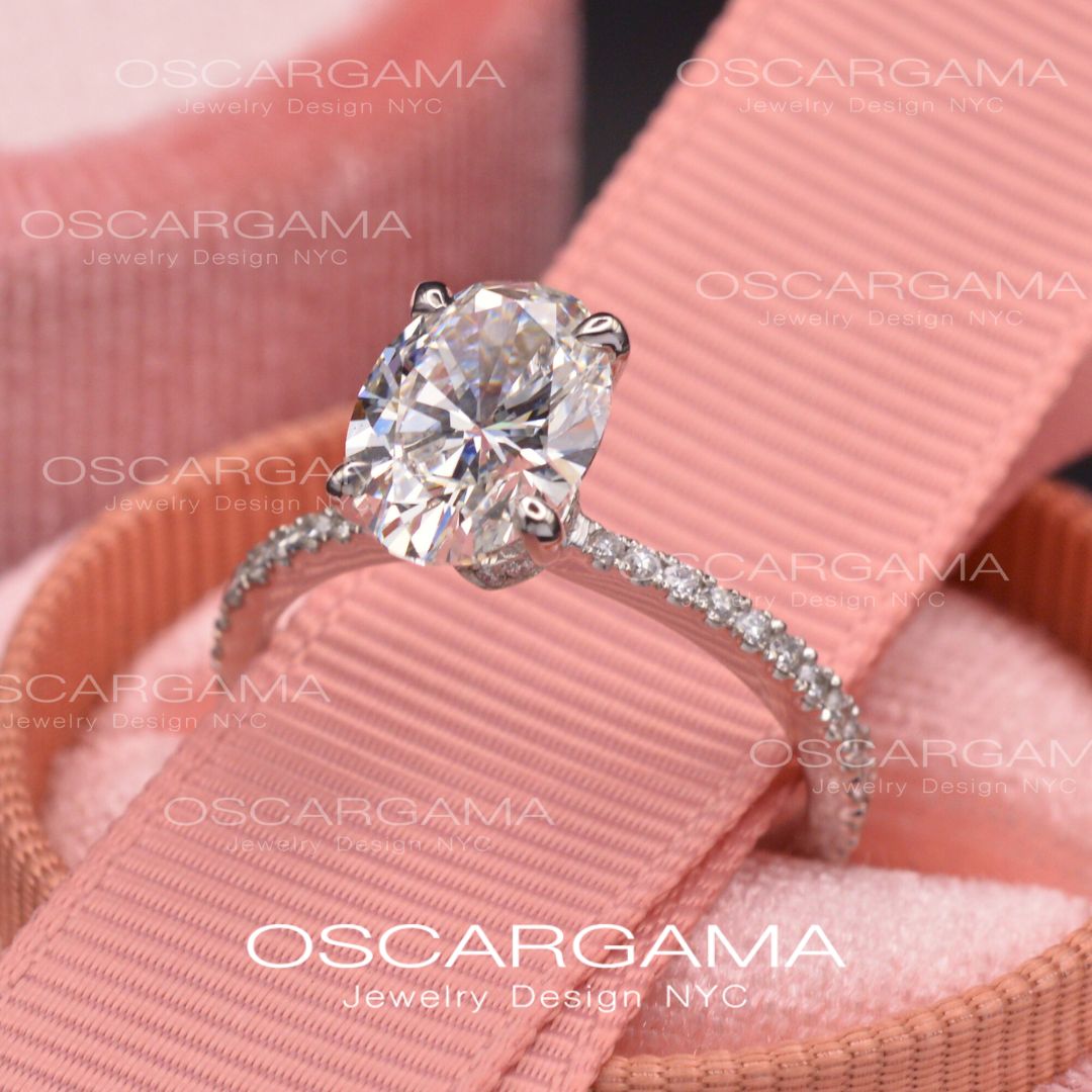 Classic Solitaire Oval engagement ring  2ct to 3ct lab Grown Diamond