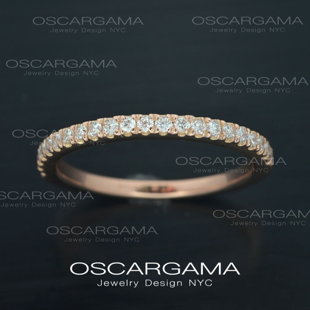 Pave Diamond Wedding Ring band in 14k Gold