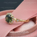 Jazzlyn Montana Green Sapphire Cushion Style Halo Engagement Ring