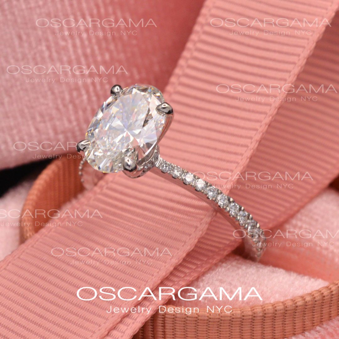 Classic Solitaire Oval engagement ring  2ct to 3ct lab Grown Diamond