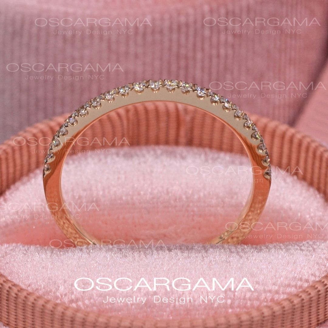 Pave Diamond Wedding Ring band in 14k Gold