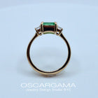 natural green emerald engagement ring in yellow gold