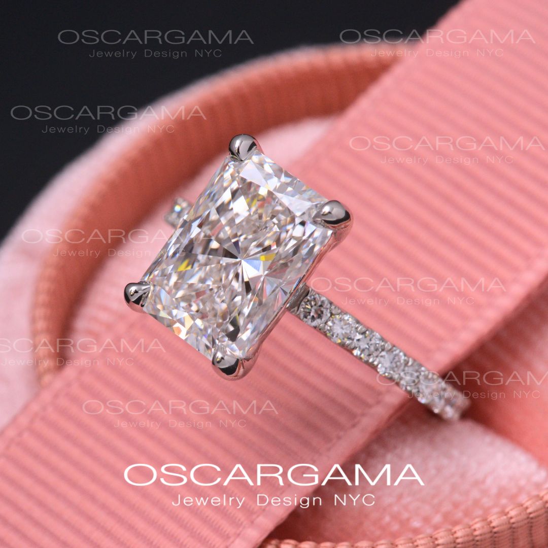 Classic Radiant Diamond Engagement Ring White Gold