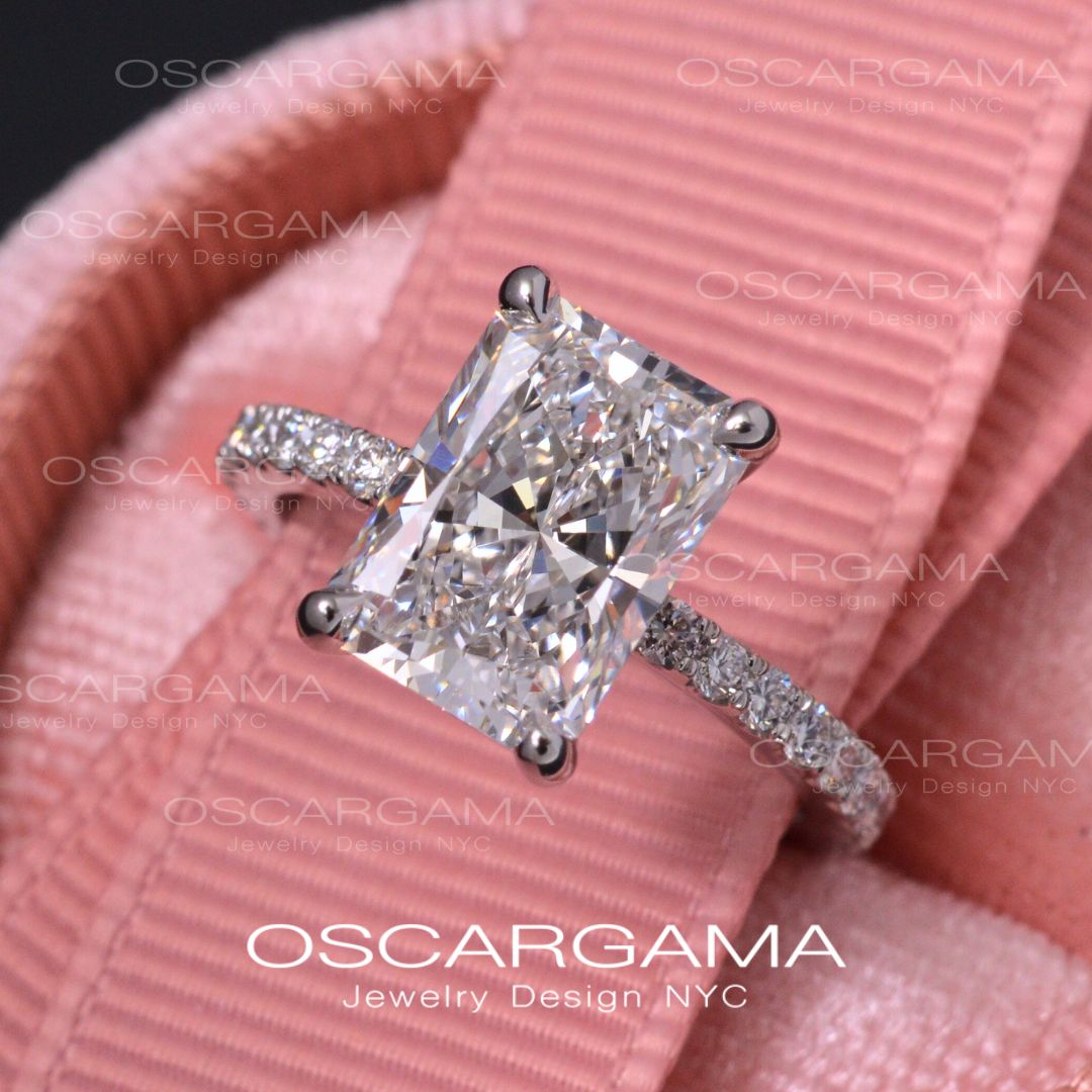 Classic Radiant Diamond Engagement Ring White Gold