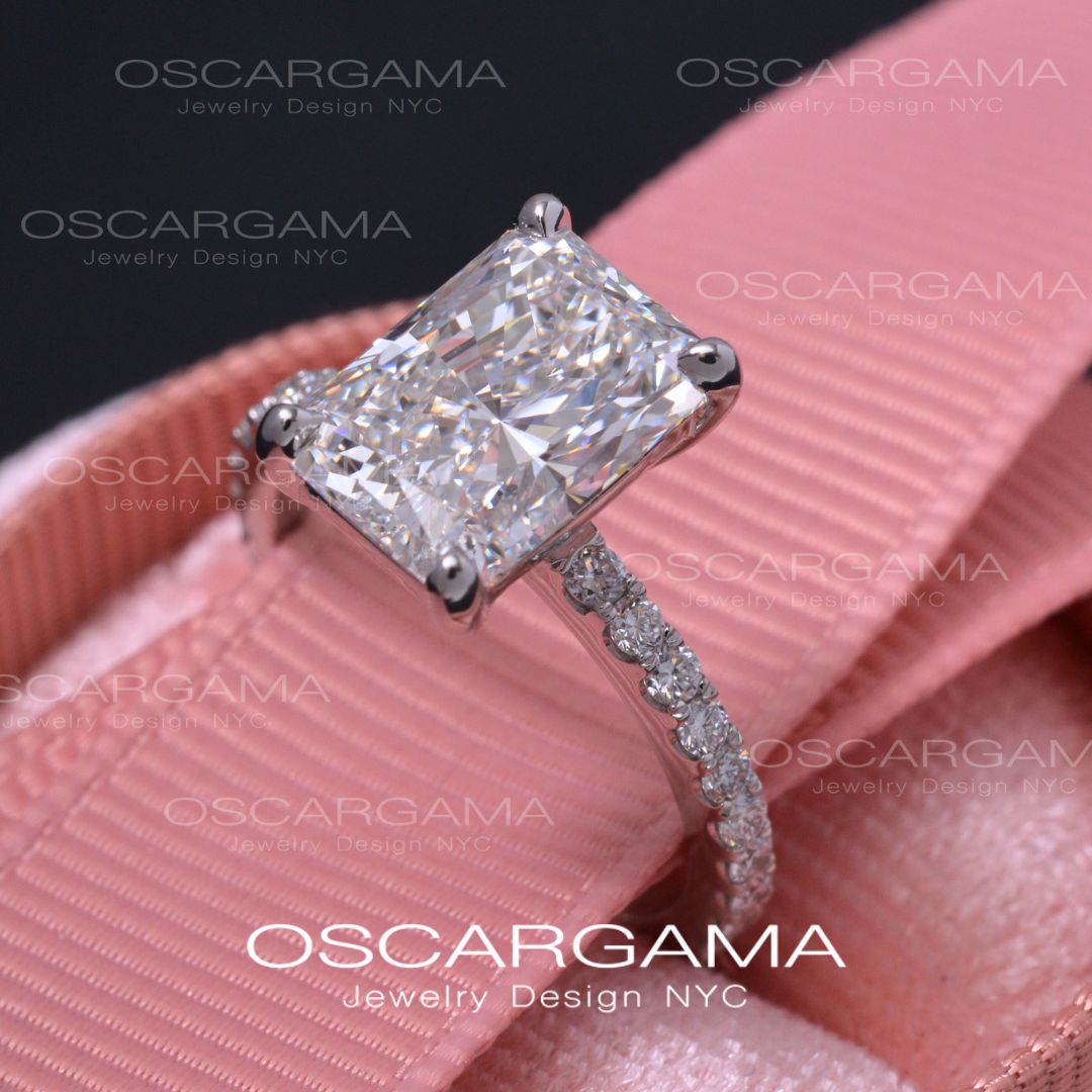 Classic Radiant Diamond Engagement Ring White Gold