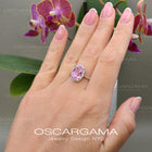 Pink Sapphire Oval Halo Lab  Anniversary / Engagement ring