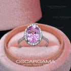 Pink Sapphire Oval Halo Lab  Anniversary / Engagement ring