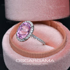 Pink Sapphire Oval Halo Lab  Anniversary / Engagement ring