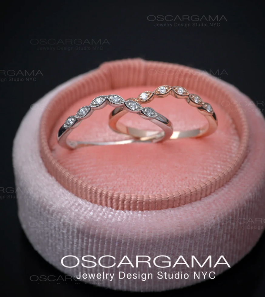 Michael Ackles Fire Opal / Wedding band  in 18k Pink gold