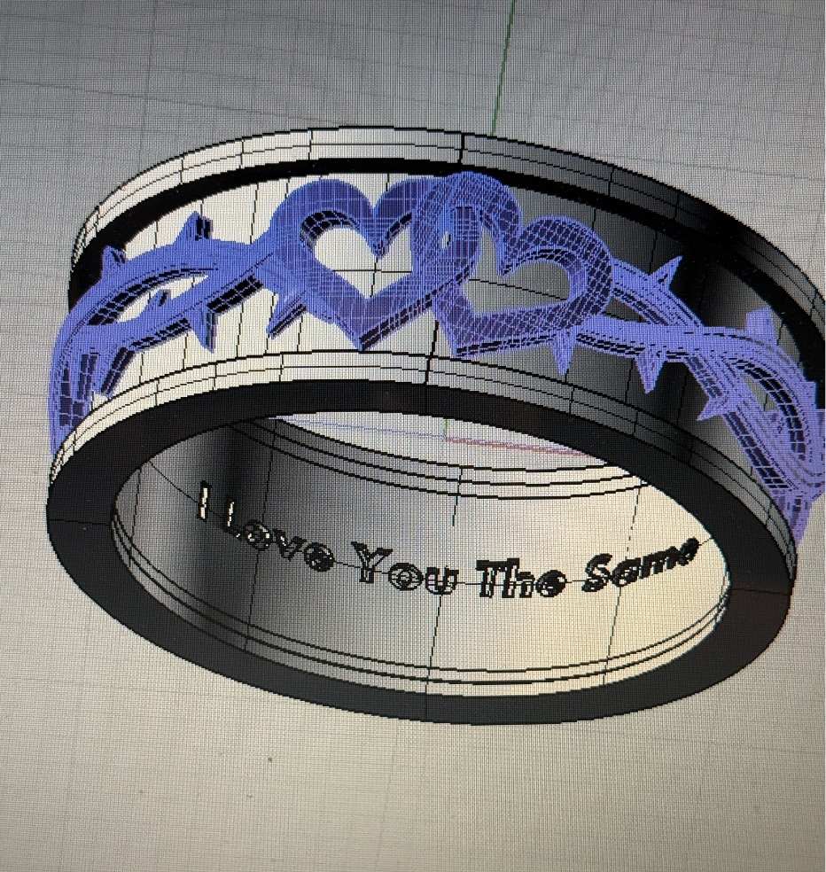 Dianna Custom two heart Men Wedding Band Crown of Thorns in two tone