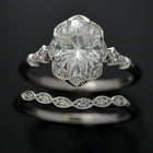 Oval Halo engagement ring Vintage inspired with band