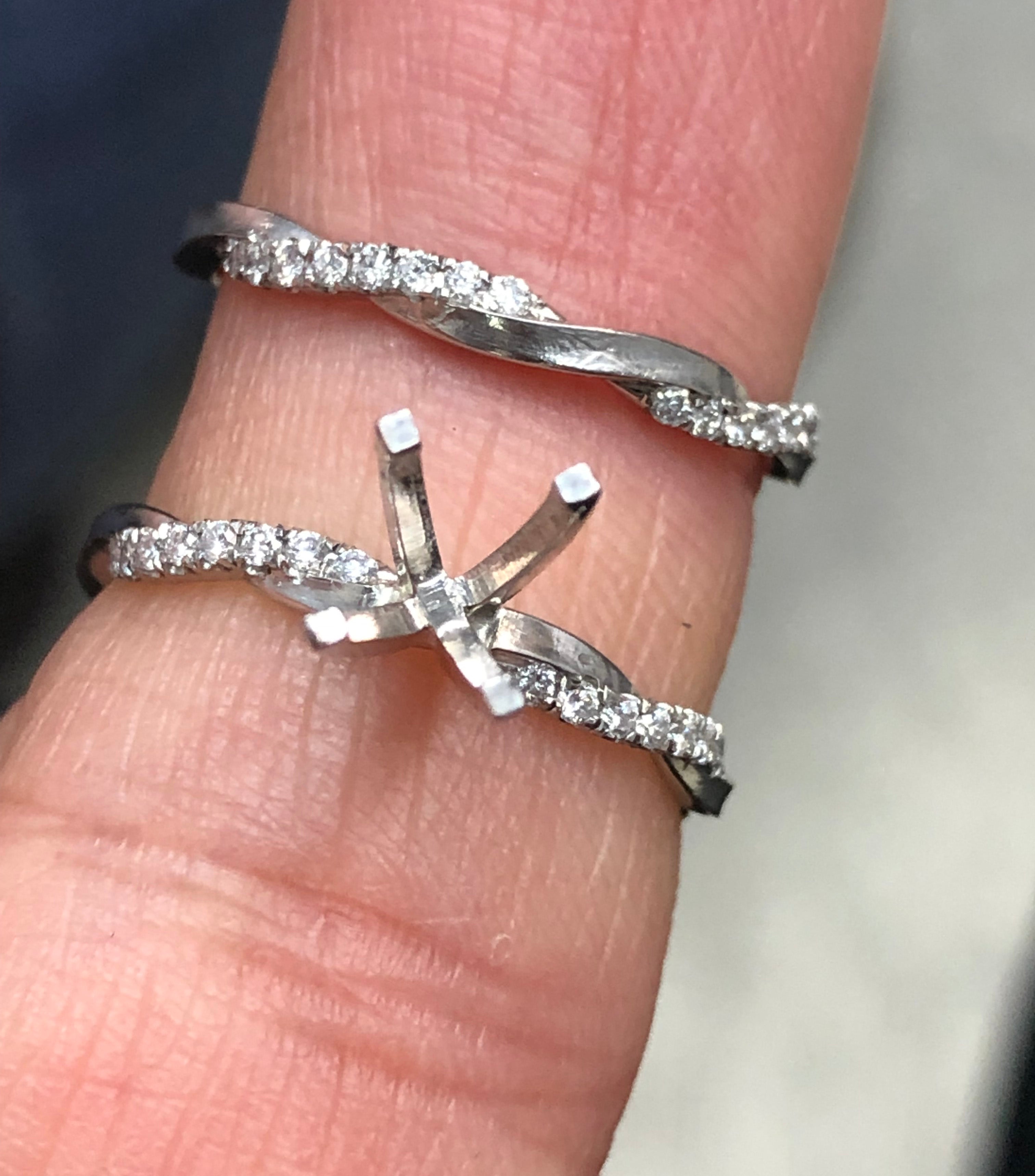 solitaire engagement ring twist band with diamonds