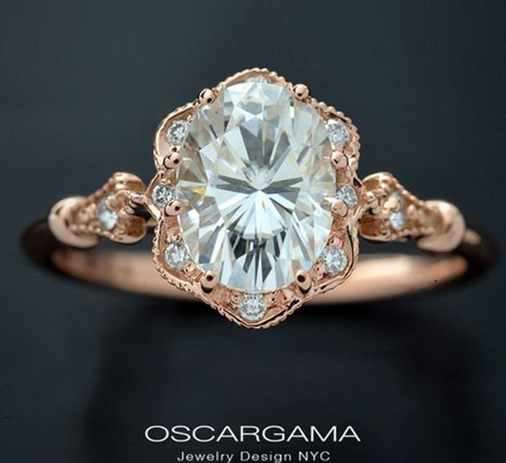 rose gold oval halo engagement ring 