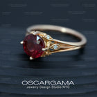 red garnet leaf vine engagement ring in rose gold