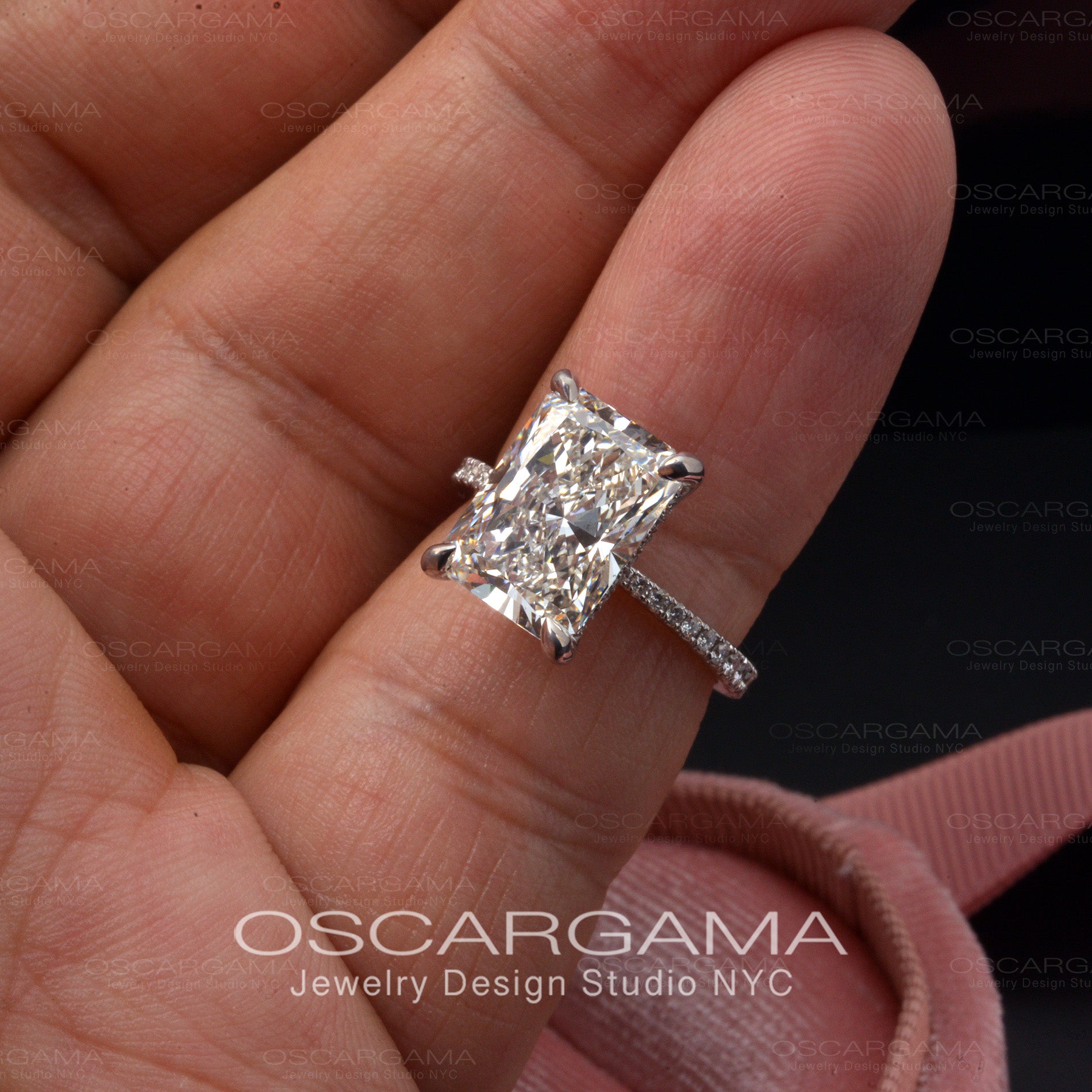 5ct Radiant cut diamond engagement ring solitaire